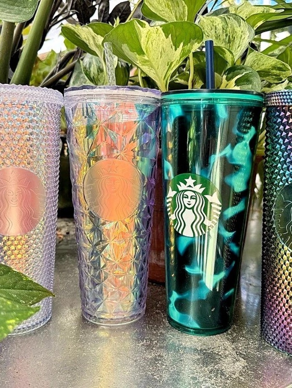 Starbucks Oil Slick Studded Cold Cup Tumbler Set of 4
